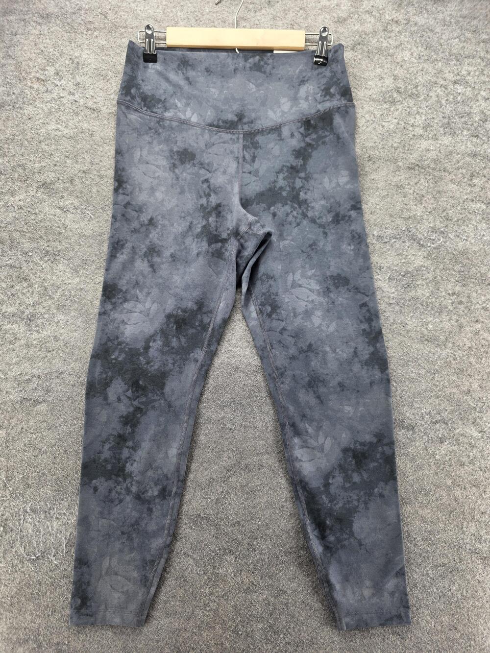 Old Navy Leggings Womens L Gray 7/8 Ankle PowerChill Tie Dye Go-Dry 26.5 Inseam